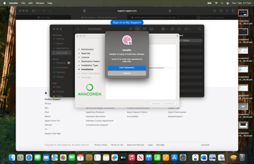 Anaconda install Mac password