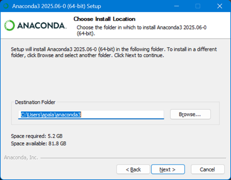 Anaconda install location